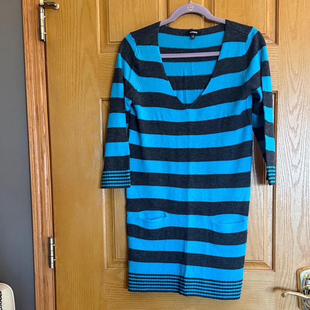 Express Blue and Black Knit Top